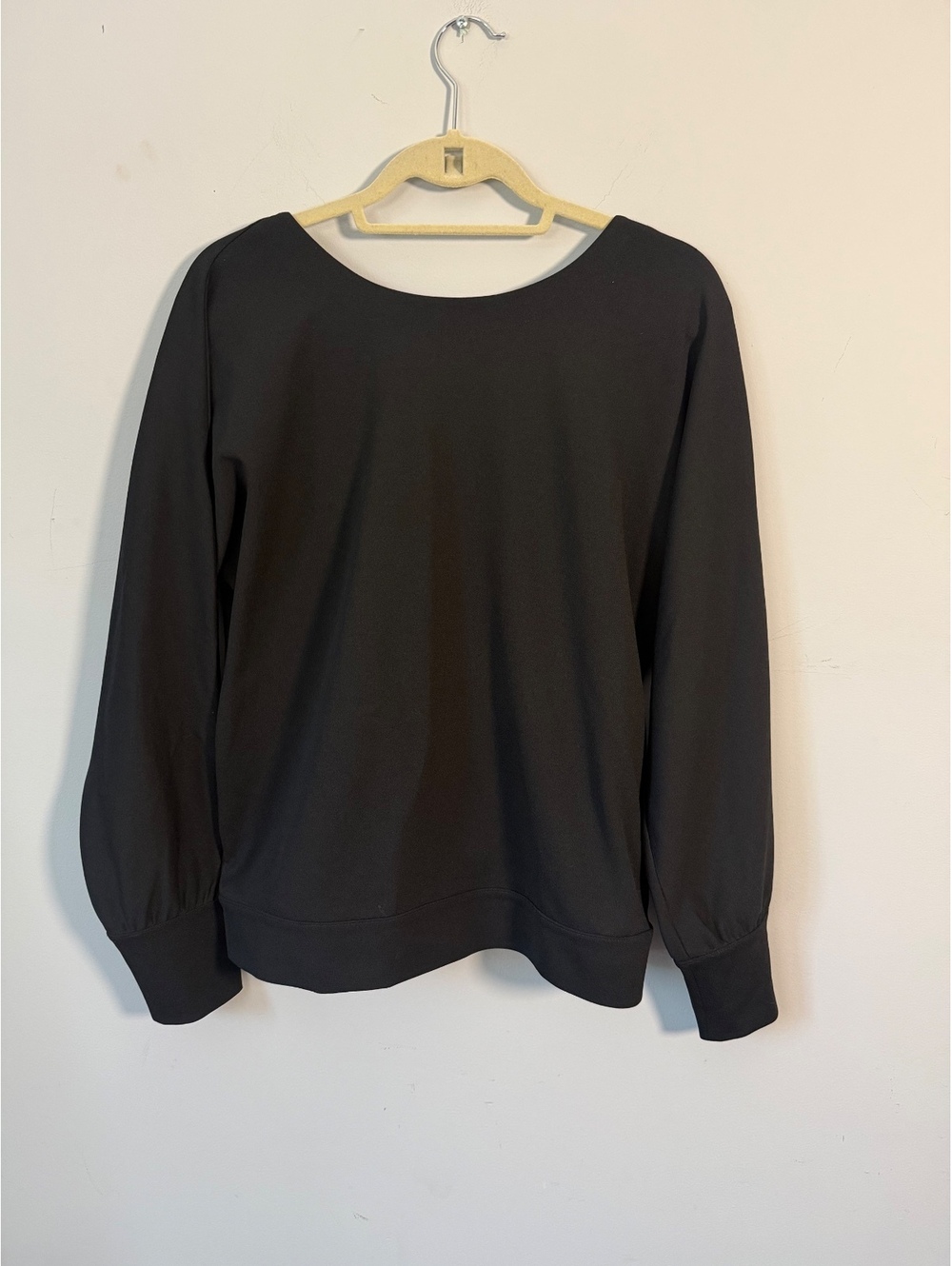 Ann Taylor Black Faux Wrap V Back Blouse Women’s Size M